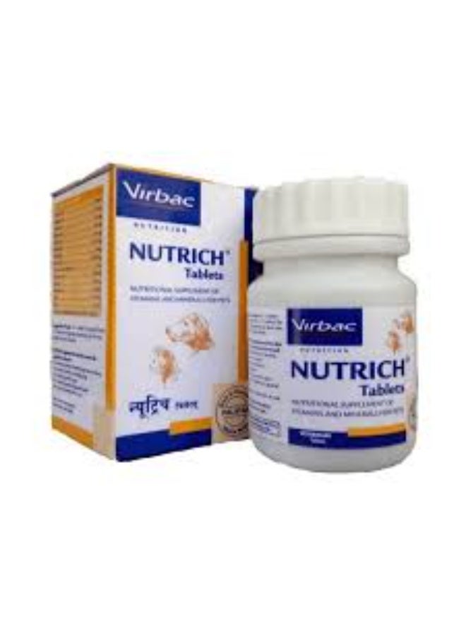 Virbac Nutrich Tablets 30 Pcs Minerals and Vitamins Supplement for Dog & Cat, 30 Count - Image 1